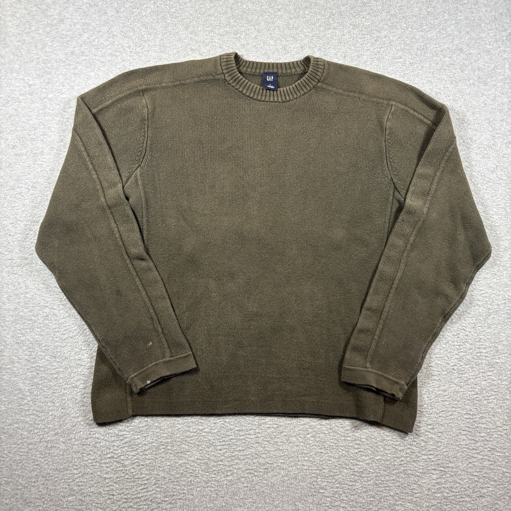 Vintage 90s Gap Sweater Mens L Olive Green Heavy Knit Crewneck Cottage Grunge